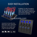 Panel de interruptor de balancín LED azul de 4 pandillas impermeables